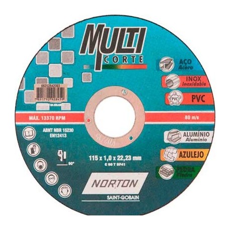 DISCO CORTE MULTI-CORTE 41/2x3/36x7/8 pulgadas 66252842093 NORTON. - Envío Gratuito